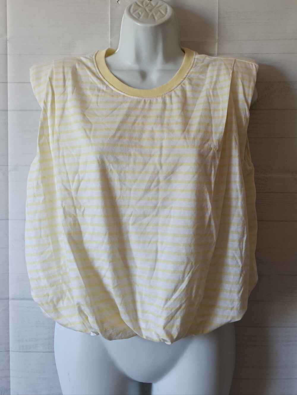 Sleeveless Yellow Stripe Cotton Top